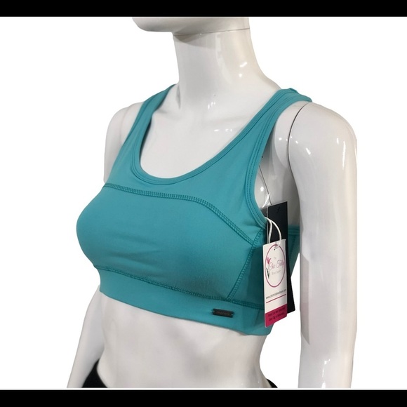 Mono B Womens Size M Sports Bra Teal Top Gym Workout Bra Racerback Blue NWT - Picture 7 of 10
